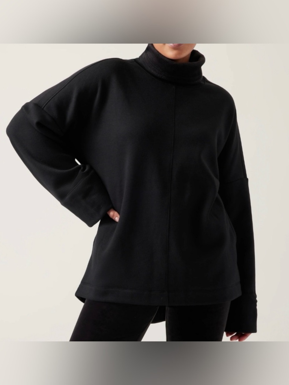Athleta Black Funnel Neck Pullover Sweater